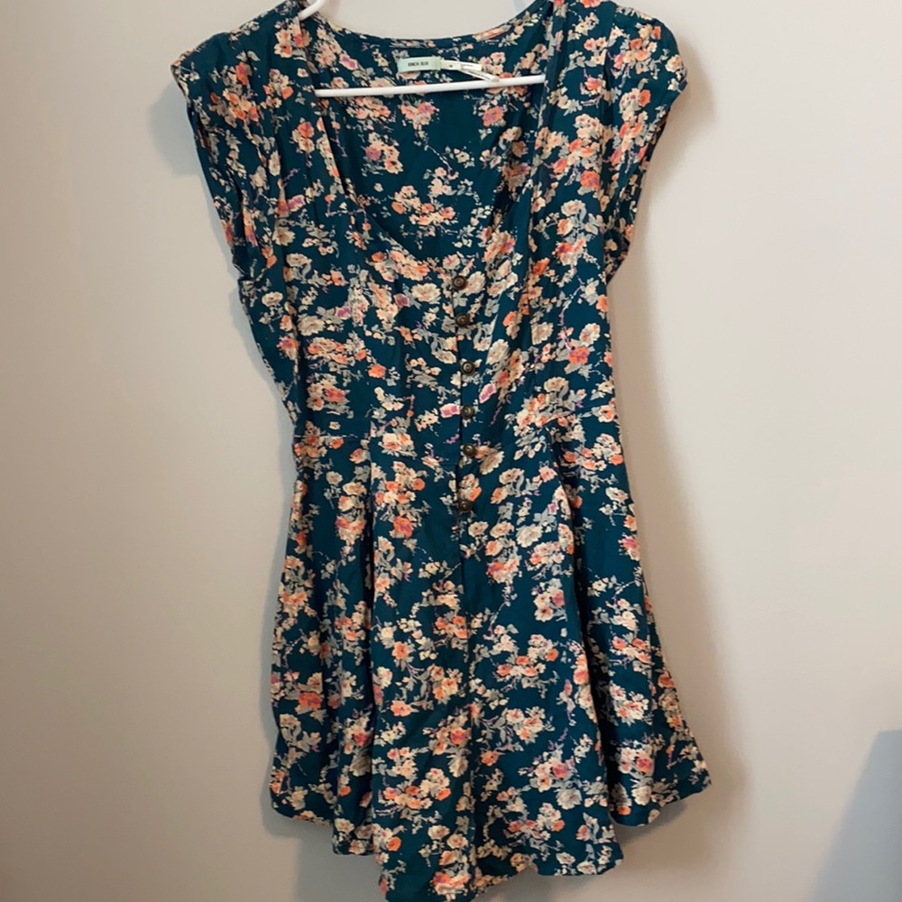 -Dark Green Floral Urban Outfitters Romper